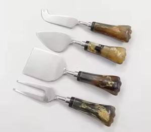 Handmade Wood & Terrazzo Handle Stainless Steel Cheese Tools Set for Wedding Party Events Tabletop Cutlery Cheese <b>Knife</b> Set - Product Image 5