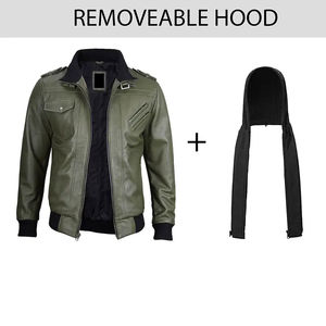 Service OEM ODM Veste en cuir pour homme avec capuche amovible Vêtements d'extérieur de qualité supérieure Fermeture éclair Mode Hip Hop Vestes en cuir - Product Image 4