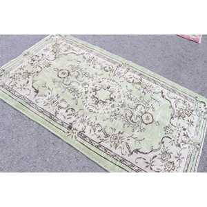 Turkish Rug, 3.9x6.7 ft Area Rug, Green <b>Brown</b> <b>Wool</b> Rug - Product Image 4