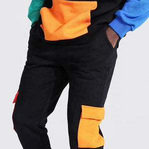 2025 hiver décontracté personnalisé couleur bloc survêtement deux pièces ensemble hommes à capuche pantalons de survêtement Cargo polaire 100% Polyester - Product Image 3