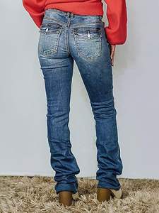 Pantalones vaqueros rasgados elásticos de cintura media de Color sólido a la moda para mujer de talla grande, Vaqueros ajustados informales de verano con decoración de botones - Product Image 4