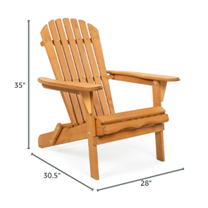Chaise Adirondack en bois intemporelle avec design à lattes, idéale pour se prélasser confortablement en plein air - Product Image 2