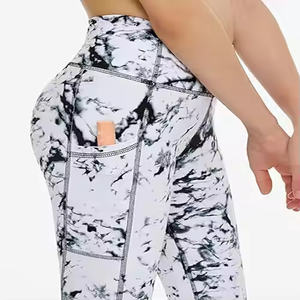 กางเกงโยคะยืดสี่ทางของผู้หญิงจั๊มสูทเอวยางยืดแห้งเร็วระบายอากาศได้ดีพิมพ์ลายเอวสูงและไม่มีรอยต่อมีกระเป๋า - Product Image 5