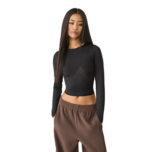 Women's Short Sleeve Lightweight Yoga <b>T</b>-<b>Shirt</b> Quick-Drying Fitness Sports Top Running Breathable <b>Tight</b> Fitting Front Logo - Product Image 1