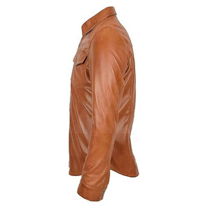 Chemise d'été en satin de cuir SALVA pour homme grande taille, respirante, tricotée, décontractée, à manches longues, boutonnée, col rabattu, avec poche poitrine - Product Image 5