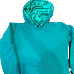 Sudadera con capucha de seda de lujo de alta calidad 20025 algodón con logotipo personalizado de lana cubierta bordada de peso pesado para hombre con forro de satén interior corto - Product Image 2