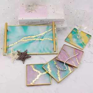 ซื้อชุดถาดเสิร์ฟเรซิ่นพร้อมที่รองแก้ว เป็นมิตรกับสิ่งแวดล้อม ทนทาน ปลอดภัย สไตล์ทันสมัย เหมาะสำหรับงานแต่งงาน งานเลี้ยงอาหารเช้า อาหารตกแต่ง - Product Image 2