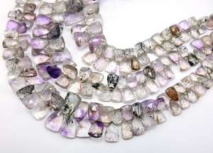 Perles de pierres précieuses en améthyste naturelle de haute qualité de 8 pouces Super Seven Faceted Trillion Shape Stone Material Bijoux haut de gamme - Product Image 1