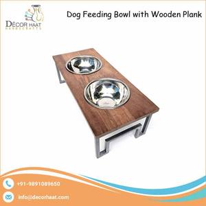 <b>Cat</b> Dog Water Drinking Bowl Luxury Royal <b>Top</b> Quality Wood Stand Pet Feeding Food Metal Bowl - Product Image 4
