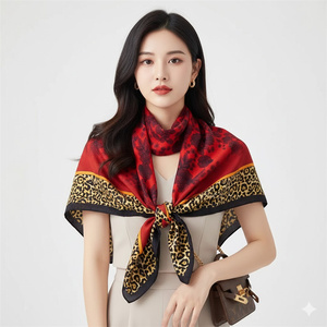 Écharpe musulmane en satin <span class=keywords><strong>vert</strong></span> <span class=keywords><strong>émeraude</strong></span> à motif léopard, design personnalisé avec logo, pour la décoration de sacs féminins et comme <span class=keywords><strong>foulard</strong></span> élégant - Product Image 2