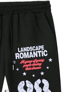 Pantalones Deportivos Personalizados para Hombre, Joggers de Alta Calidad con Estampado DTG, Diseño de Campana con Parches de Letras en Color de Contraste, Maqueta Gratuita - Product Image 2