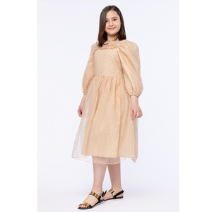 Personnalisable OEM ODM Robe de soirée décontractée à manches longues pour fille en mousseline de soie texturée brodée Vêtements de printemps imprimés en gros - Product Image 4