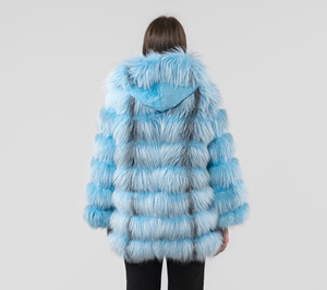Chaqueta Transpirable de Primera Calidad con Capucha, Fabricada con Pelaje Sintético de Zorro Azul, 100% Poliéster - Product Image 6