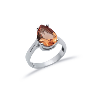 Anillo de mujer de racimo pedregoso con diseño de gota de pera de 10x12mm, piedra sultanita turca hecha a mano, venta al por mayor, joyería fina de Plata de Ley 925 - Product Image 1