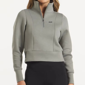 Coupe-vent de golf décontracté pour femmes quart de fermeture éclair en nylon coupe athlétique à capuche courte longueur vêtements d'hiver brodés durables - Product Image 2