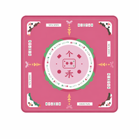 Tapete de Mahjong Americano con Patrón de Muñeco de Nieve Navideño Rosa, Tapete de Juego Plegable con Bolsa de Transporte