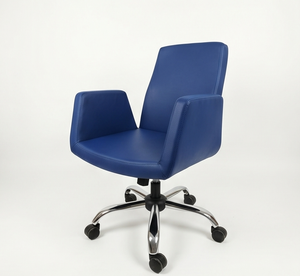 Chaise de bureau ergonomique moderne en cuir PU avec accoudoirs réglables, base en acier et design pivotant pour espace de travail - Product Image 4