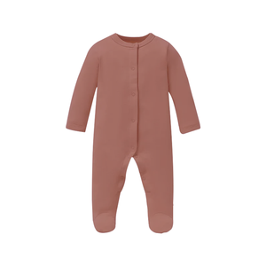 Mameluco suave de color sólido cómodo y elegante para bebé con botones a presión, Mono para niños pequeños recién nacidos - Product Image 3