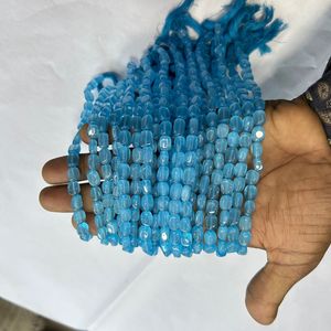 Cuentas de cristal de corte ovalado azul natural de Monalisa tipo piedra preciosa - Product Image 4