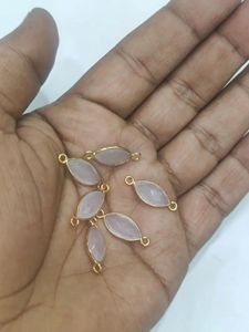 5 Pc Set-: Quartz Rose Naturel Marquise Forme Briolette 7x15mm Connecteur Double Boucle Lunette Facettes Gemstone Connecteurs - Product Image 3
