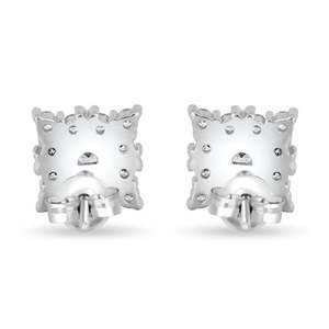 NOVAMART Fine Zarkan Vintage Floral Square Silver <b>Stud</b> <b>Earrings</b> with Princess Cut Diamond Gold Plated Trendy Jewelry for Engagem - Product Image 4