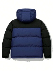 2025-26, ropa de calle de calidad superior, chaqueta acolchada elástica informal de invierno de poliéster personalizada para hombre, abrigo de burbujas con capucha de dos tonos para hombre - Product Image 2
