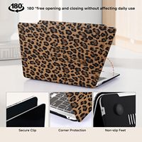 Étui pour ordinateur portable en cuir PU à imprimé léopard de luxe, coque rigide de protection pour MacBook Air 13/15 M2 M3 et MacBook Pro 14/16 2024