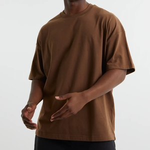 T-shirt en coton lourd 265gsm en gros Impression de logo personnalisé Épaule tombante 100% coton avec un design uni - Product Image 1