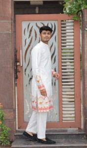 Camel Couture jacquard diseñador kurta - Product Image 2