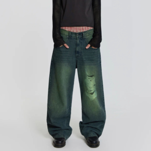 Gran oferta de pantalones vaqueros Cargo personalizados, pantalones vaqueros rasgados con múltiples bolsillos, pantalones vaqueros holgados rectos lavados informales ajustados para hombre - Product Image 4