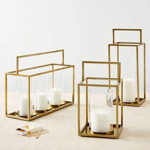 Floor Stand Modern Gold Metal Candle Lantern <b>Tall</b> Geometric Lanterns Indoor Outdoor Home Garden Wedding Christmas Decor Handmade - Product Image 5