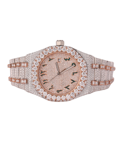 Montre de luxe pour homme en or rose avec diamants de laboratoire, style hip-hop original, VVS, testée, élégante, glacée - Product Image 1