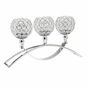 Designer crystal ball nickle plated 3 arms metal aluminium attractive design <b>candelabra</b> for home decoration - Product Image 1