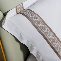 Parure de lit en coton bambou, couleur blanche, style simple, douce pour la peau, taie d'oreiller, pour mariage et maison, 300 fils/cm²