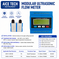 Débitmètre à ultrasons portable Aice Tech sans contact, à pince, pour liquides, plage de mesure -30~90°C