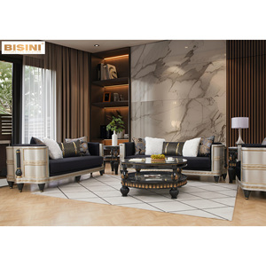 Juego de sofá de madera tallado a mano italiano de lujo Juego de sofá Seccional de sala de estar de <span class=keywords><strong>residencia</strong></span> real con acento negro y dorado - Product Image 1