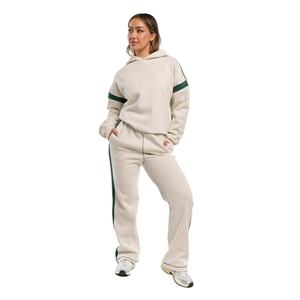 ชุดวอร์ม2ชิ้นสำหรับผู้หญิงชุดวิ่งพร้อมฮู้ดและกางเกงขายาวระบายอากาศมีกระเป๋า - Product Image 1