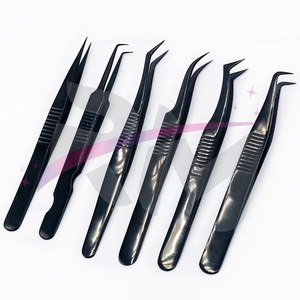 RMI Produit de haute qualité Extension de cils Pince à épiler Set Plane Grip Silver Shin Tip And Lashes Design Papier Enduit Couleur - Product Image 2