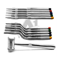 Kit d'osteotomes chirurgicaux dentaires avec marteau pour rehaussement de sinus et condensation osseuse, 10 pièces en acier inoxydable, équipement manuel de thérapie orale