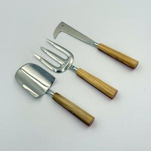 Professional <b>Garden</b> <b>Tool</b> Three Piece <b>Garden</b> <b>Set</b> Rake Fork Knife and Shovel Smooth Beech Grip Industrial Compost Accessories - Product Image 3