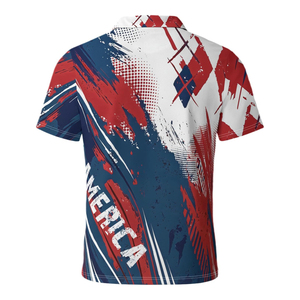 Red White Blue National <b>Flag</b> Pattern Polo Shirt Short Sleeve Casual Golf Tee Custom Teamwear - Product Image 2