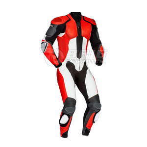 Combinaison de moto en cuir confortable avec double couture pour une résistance et une sécurité supplémentaires Combinaison de moto en cuir de course - Product Image 6