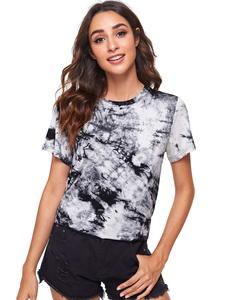 T-shirt en coton de haute qualité pour femme, nouvelle collection, manches courtes, col rond, couleur unie, logo personnalisé, décontracté, 180g, anti-boulochage - Product Image 3