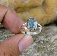 Bague en argent sterling 925 avec labradorite ovale sertie clos, idée cadeau pour femme pour mariage ou fête, vente en gros