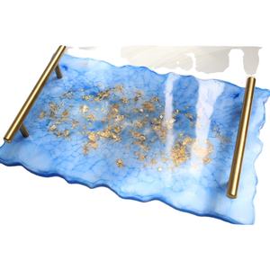 Bandeja elegante con asas doradas, Color blanco, forma ovalada, resina y Metal, para el hogar, Hotel, restaurante, servicio de té y café, suministros de hotel - Product Image 2