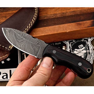 Couteau à éplucher personnalisable en acier Damas avec lame incurvée et manche en bois pour le camping et la chasse, fait à la main avec support OEM - Product Image 2