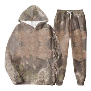 Camo Real Tree Jungle Print Ensemble de deux pièces Ensemble de survêtement pour femmes pleine longueur Motif solide Ensembles de vêtements de sport d'hiver pour femmes - Product Image 3