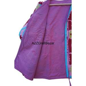 A2ZCraftBazar New Suzani Knitted Women's Slim-Fit V-neck Floral Bomber Jacket Regular Length Ruffles Hand Embroidered - Product Image 2