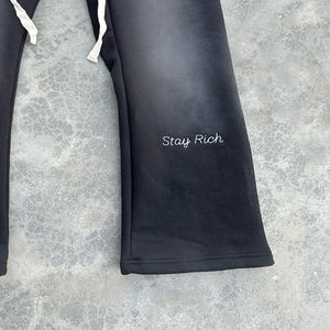 Pantalones holgados clásicos Hombres Essentials Hip Hop Casual Jogging Elástico Lavado ácido Desgastado Sunfade Pantalones - Product Image 3