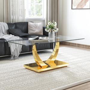 Table basse moderne de luxe écologique en métal et verre, ensemble de meubles de salon, meubles de maison - Product Image 1